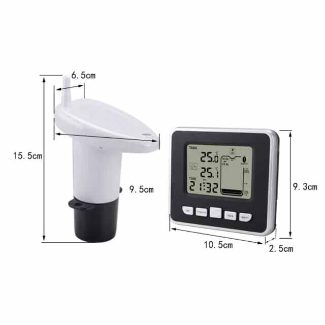 Picture of Ultrasonic Wireless Water Tank Liquid Depth Level Meter Sensor LED Display Black & White TS-FT002