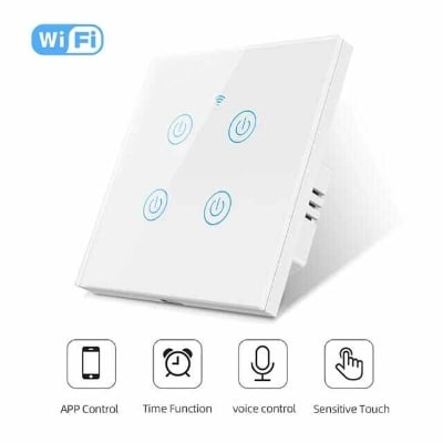Picture of 1/2/3/4 Gang TUYA WiFi Smart Touch Switch AC220-240V 50Hz/60Hz Home Wall Button for Alexa and Google Home Assistant EU Standard Support Voice Speaker Control