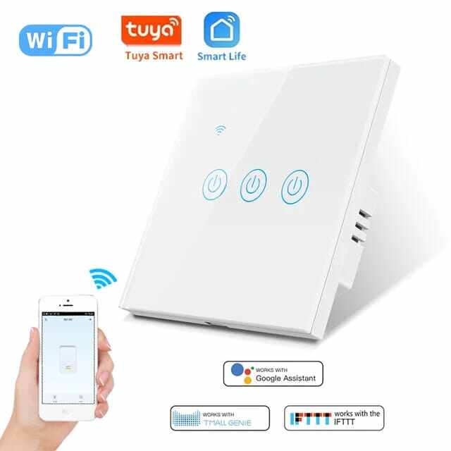 Picture of 1/2/3/4 Gang TUYA WiFi Smart Touch Switch AC220-240V 50Hz/60Hz Home Wall Button for Alexa and Google Home Assistant EU Standard Support Voice Speaker Control