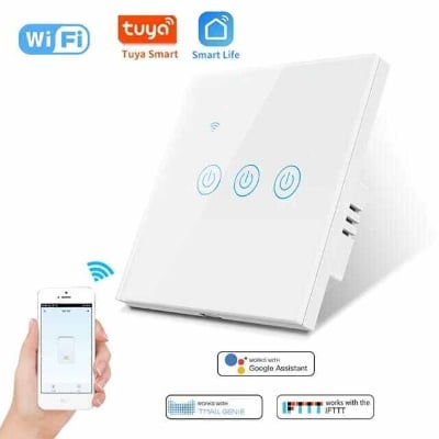 Picture of 1/2/3/4 Gang TUYA WiFi Smart Touch Switch AC220-240V 50Hz/60Hz Home Wall Button for Alexa and Google Home Assistant EU Standard Support Voice Speaker Control