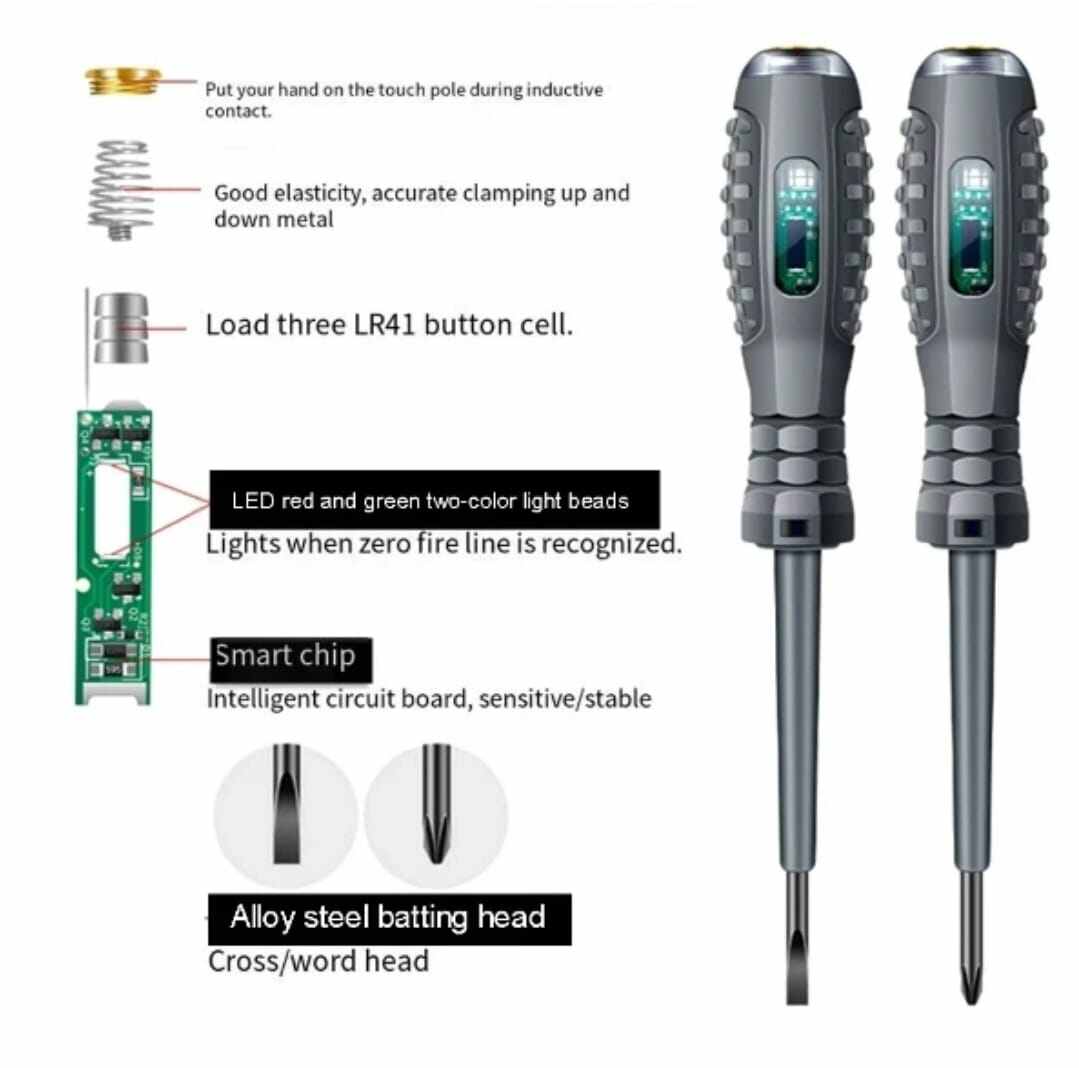Picture of Colorful Intelligent Electricity Detector Pen Voltage 12-220V AC Non-contact Induction Test Pencil Electrical Screwdriver