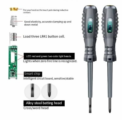 Picture of Colorful Intelligent Electricity Detector Pen Voltage 12-220V AC Non-contact Induction Test Pencil Electrical Screwdriver