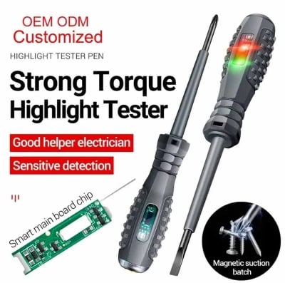 Picture of Colorful Intelligent Electricity Detector Pen Voltage 12-220V AC Non-contact Induction Test Pencil Electrical Screwdriver
