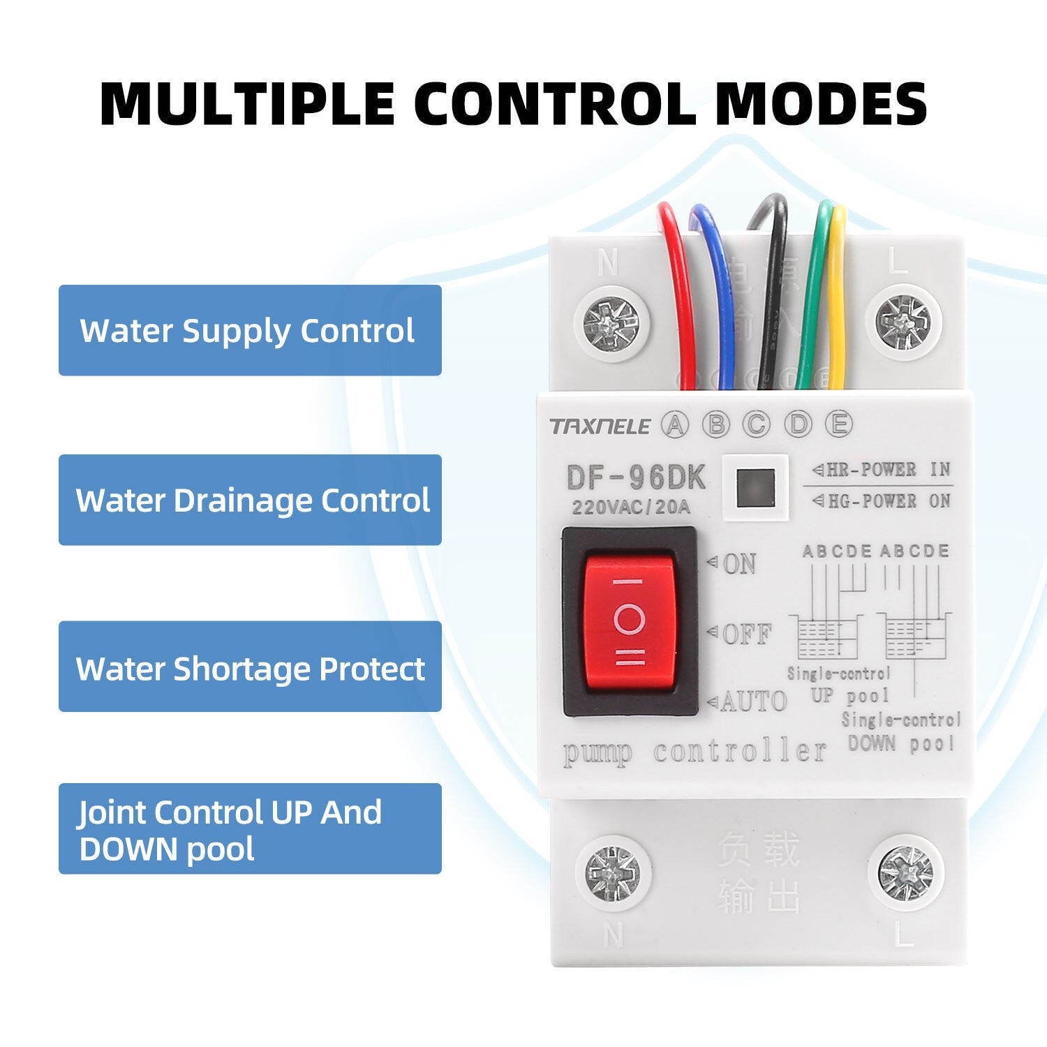 Picture of TAXNELE DF-96DK Automatic Water Level Controller Switch 20A 220V Water tank Liquid Level Detection Sensor Water Pump Controller