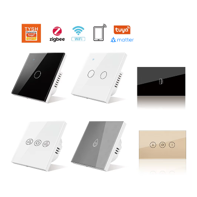 Picture of TYSH 1/2/3/4 Gang 1 Way Wireless Remote Control Smart Home Switch Matter Tuya Wifi Wall Light Lamp Touch Module Alexa Switch