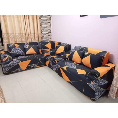 Picture of Chaina magic print sofa cover 2+2+1/3+1+1 Black