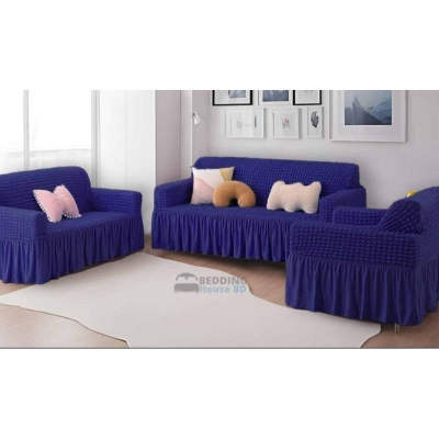 Picture of Sofa Cover 2+2+1 /3+1+1Seater Stitched Spandex Fabric - sofa cover Blue