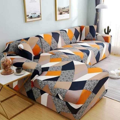 Picture of China print Sofa cover 2+2+1/3+1+1 seater stitch Design Spandex fabrics/exlusive Tex Orange