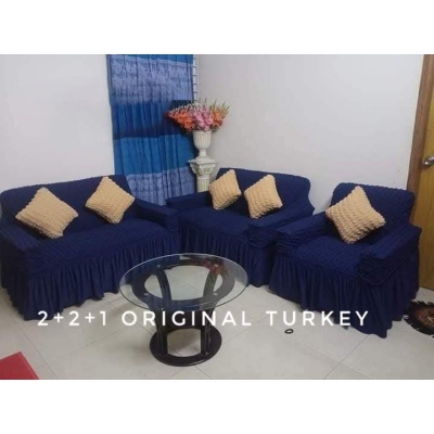 Picture of Original turkey fabric spandex elastic sopa cover (2+2+1)for home decoration Navy Blue