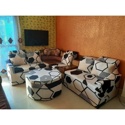 Picture of China print Sofa cover 2+2+1 seater stitch Design Spandex fabrics/exlusive Tex White