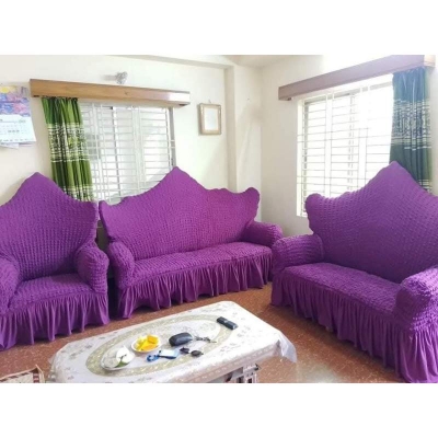Picture of Turki Sofa cover 3+2+1 seater stitch Design Spandex fabrics/exlusive Tex Violet