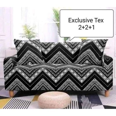 Picture of Chaina magic pinter sofa cover 2+2+1 designing exlcusive tex Black