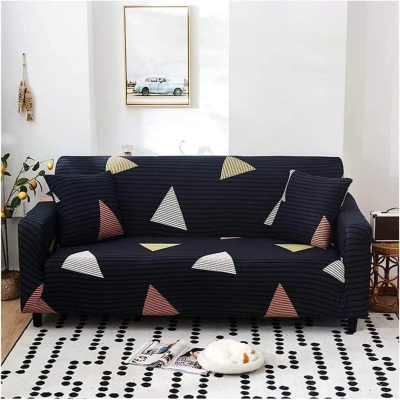 Picture of China print Sofa cover 2+2+1 seater stitch Design Spandex fabrics/exlusive Tex Black