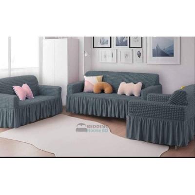 Picture of Sofa Cover 2+2+1 Seater Stitched Spandex Fabric - sofa cover Dark Ash