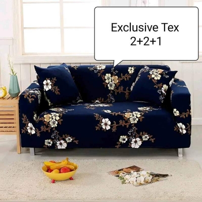 Picture of Chaina magic pinter sofa cover 2+2+1 designing exlcusive tex Black