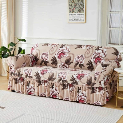 Picture of Chaina magic pinter sofa cover 2+2 designing exlcusive tex Brown