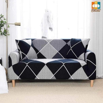 Picture of China print Sofa cover 2+2+1/3+1+1 seater stitch Design Spandex fabrics/exlusive Tex Light Black