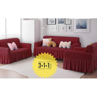 Picture of Turkey original spandex elastic sopa cover 3+1+1(5 seat)  for home Decoration Maroon