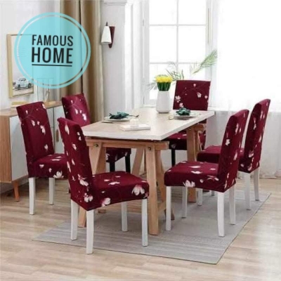 Picture of New premium quality fashionable China digital magic print chair cover 6 piece Red