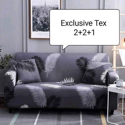 Picture of Chaina magic pinter sofa cover 2+2+1 designing exlcusive tex Black