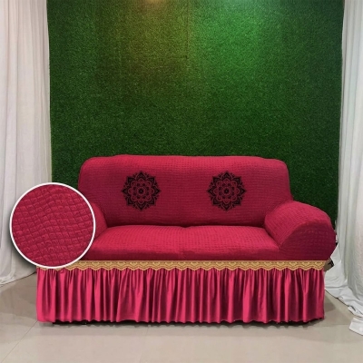 Picture of Honicomb Sofa cover 2+2+1 seater stitch Design Spandex fabrics/exlusive Tex Maroon