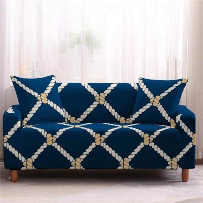 Picture of China print Sofa cover 2+2+1/3+1+1 seater stitch Design Spandex fabrics/exlusive Tex Blue