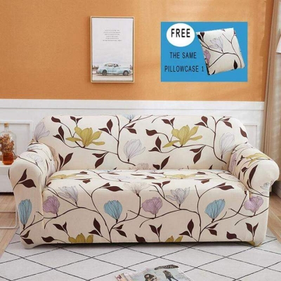 Picture of China print Sofa cover 2+2+1 seater stitch Design Spandex fabrics/exlusive Tex Cream