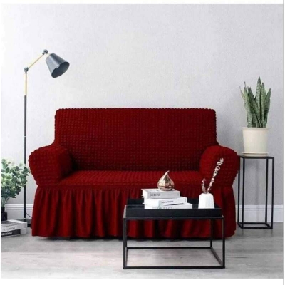 Picture of Sofa Cover 2 Seater Stitched Spandex Fabric - sofa cover Maroon