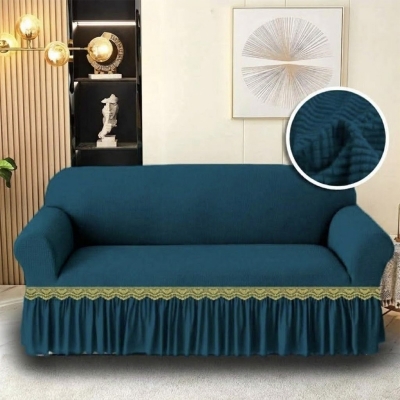 Picture of Honicomb Sofa cover 2+2+1 seater stitch Design Spandex fabrics/exlusive Tex Sea Green