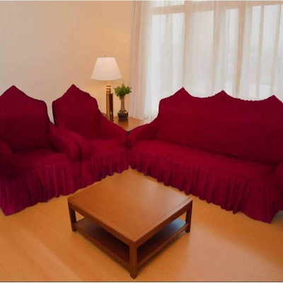 Picture of Sofa Cover 2+2+1 kater sofa  Seater Stitched Spandex Fabric - sofa cover Maroon