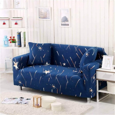 Picture of China print Sofa cover 2+2+1 seater stitch Design Spandex fabrics/exlusive Tex Blue