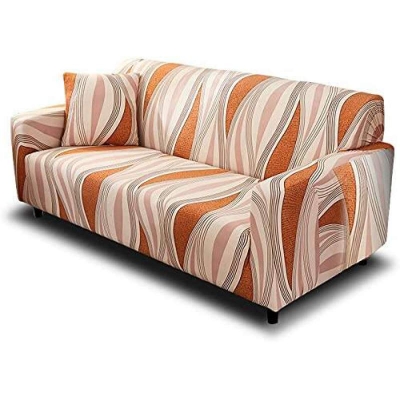 Picture of China print Sofa cover 2+2+1 seater stitch Design Spandex fabrics/exlusive Tex Brown