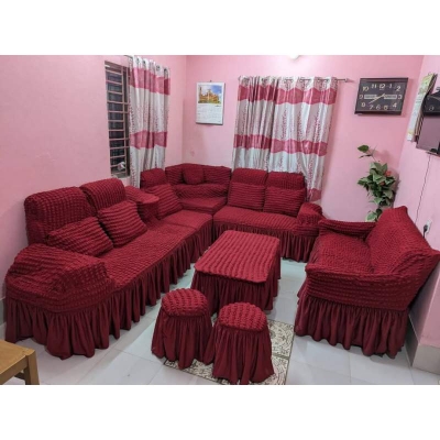 Picture of 3+1+1=5 seater stitch Spandex fabrics by new classical made by tourkey Maroon
