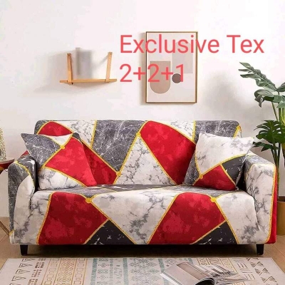 Picture of Chaina magic pinter sofa cover 2+2+1 designing exlcusive tex Chili Red