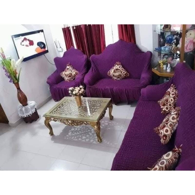 Picture of Turki Sofa cover 3+2+1 seater stitch Design Spandex fabrics/exlusive Tex Purple