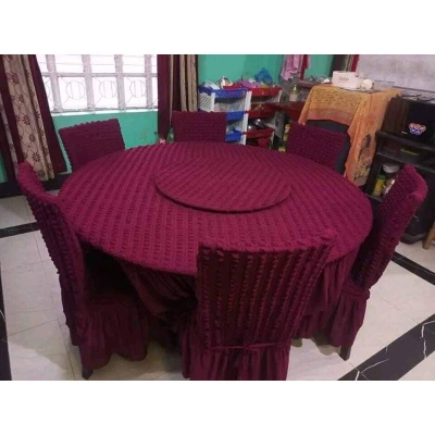 Picture of বিখ্যাত বাড়ি থেকে তুরস্ক স্প্যানডেক্স ইলাস্টিক ডাইনিং চেয়ার কভার (6 সিট) Dark maroon