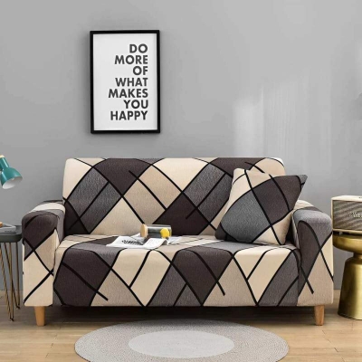 Picture of China print Sofa cover 2 seater stitch Design Spandex fabrics by exlusive  tex Brown