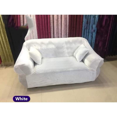 Picture of New premium quality luxurious fashionable koreyan velvet sopa cover Only 2 seat White