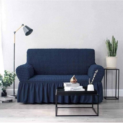 Picture of Sofa Cover 2 Seater Stitched Spandex Fabric - sofa cover Dark blue