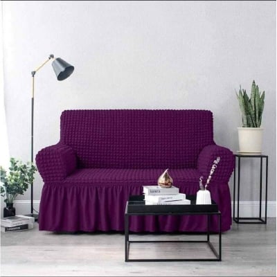 Picture of Sofa Cover 2 Seater Stitched Spandex Fabric - sofa cover Purple