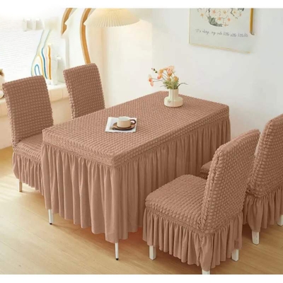 Picture of Turki chere cover 6 pis seater stitch Design Spandex fabrics/exlusive Tex Milk coffee