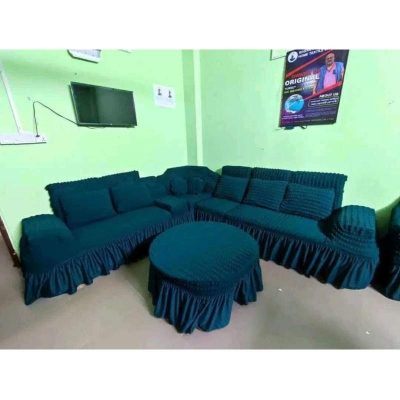 Picture of Turki Sofa cover 2+2+1 কর্ণা র বক্স seater stitch Design Spandex fabrics/exlusive Tex Sea Green