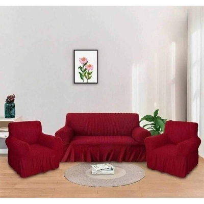 Picture of Sofa Cover 3+1+1 Seater Stitched Spandex Fabric - sofa cover Maroon