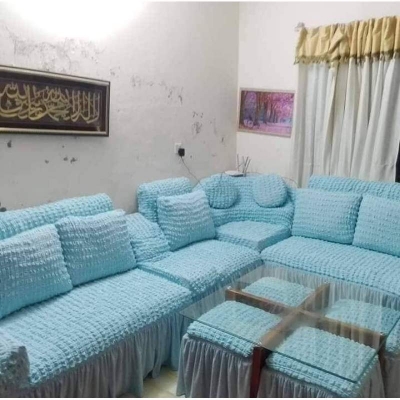 Picture of Turki Sofa cover 2+2+1 কর্ণা র বক্স seater stitch Design Spandex fabrics/exlusive Tex Pest