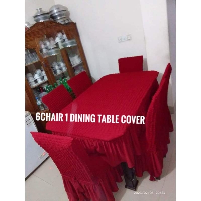 Picture of New unique design  fashionble  regular sizeTurkey elastic matchings  6 chair &1 dining table cover from famous home 