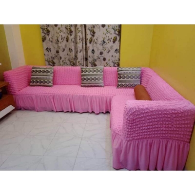 Picture of 2+2+1=5 seater stitch Spandex fabrics by new classical made by tourkey Pink