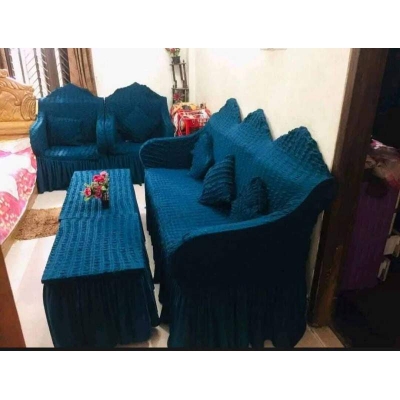 Picture of Sofa Cover 2+2+1/3+1+1 Seater Stitched Spandex Fabric - sofa cover Sea Green