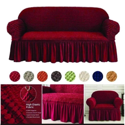 Picture of Sofa Cover 2+2+1/3+1+1 Seater Stitched Spandex Fabric - sofa cover Maroon