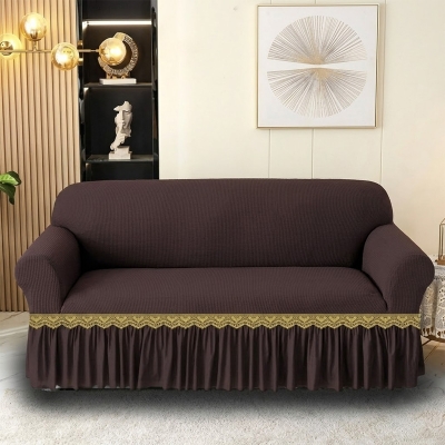 Picture of Honicomb Sofa cover 3+1+1 seater stitch Design Spandex fabrics/exlusive Tex Coffee