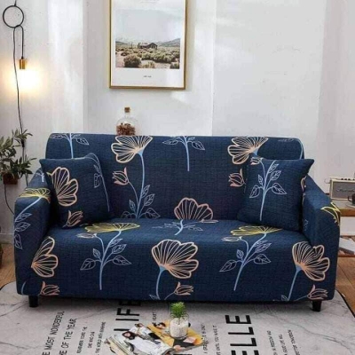 Picture of China print Sofa cover 2+2+1 seater stitch Design Spandex fabrics/exlusive Tex Dark blue